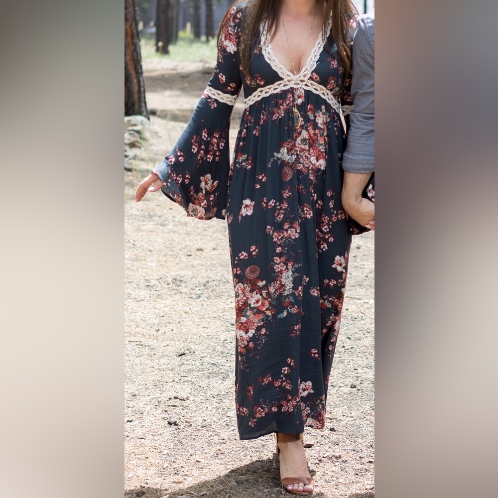 Audrey 3+1 Floral Maxi Dress with Bell Sleeves